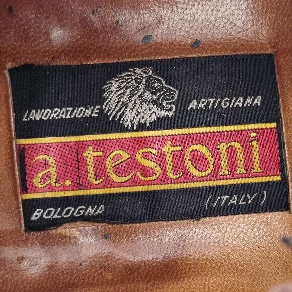 A. Testoni Italian Cognac Brown Leather Dress Shoes Cap-toe Derby Oxfords Mens 8 - Picture 8 of 11